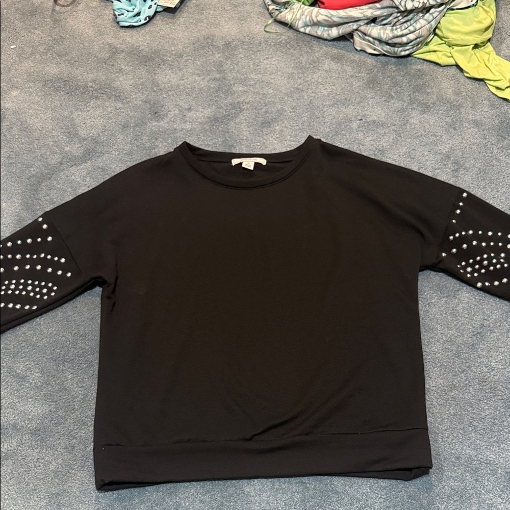 Adam Levine Collection Black Sweatshirt with White Accents